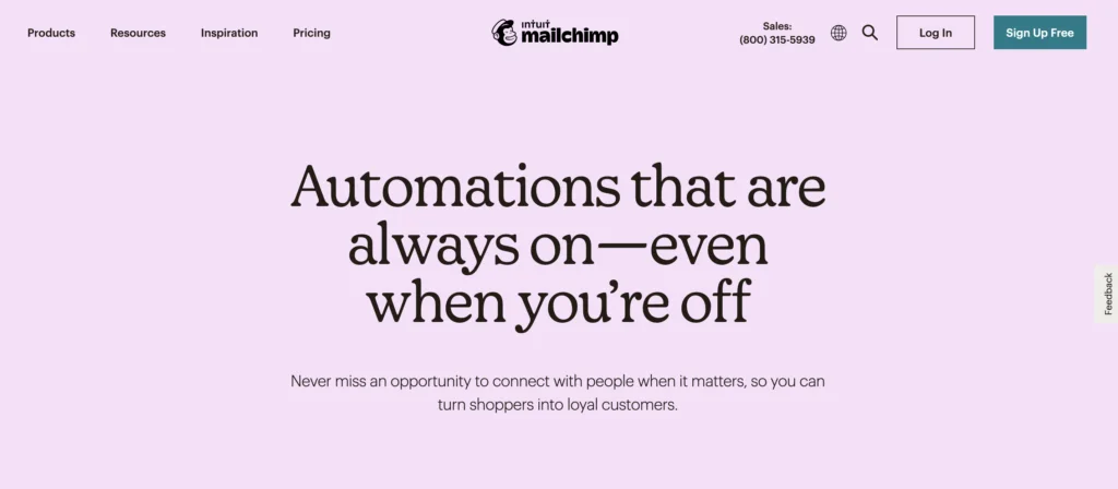 Captura de tela da ferramenta de resposta automática do Mailchimp