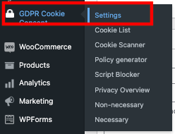 GDPR Cookie 同意 > 設置