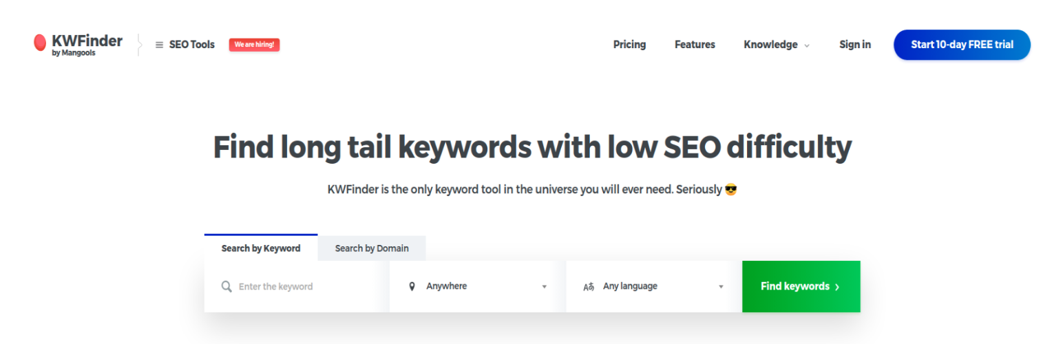أداة KWFinder WordPress SEO