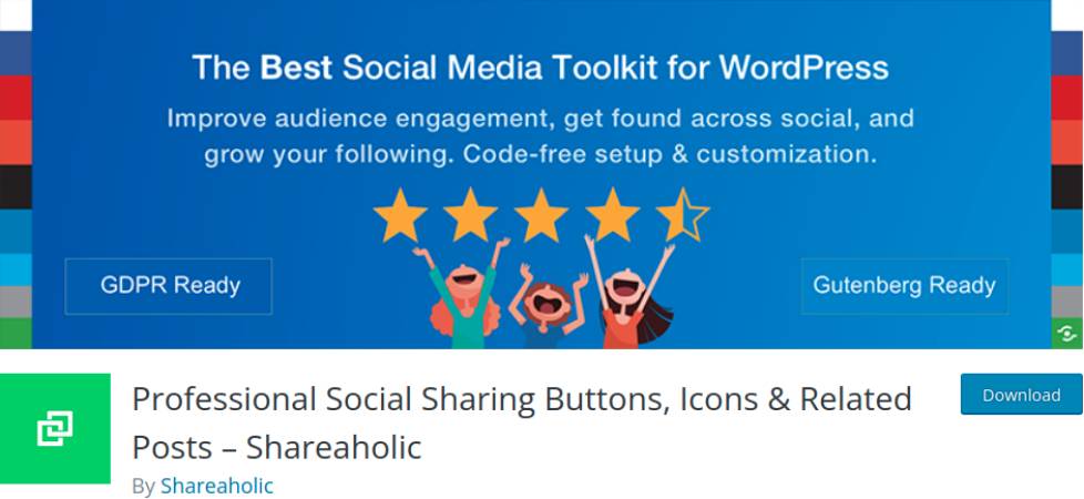 Shareaholic Melhor kit de ferramentas de mídia social para WordPress