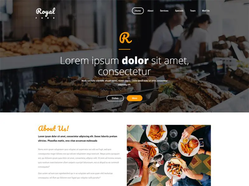 Modelo de Site de Restaurante Gratuito Royal Food