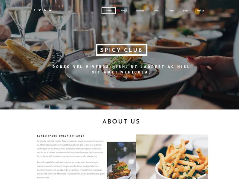 Modelo de Bootstrap de Restaurante Gratuito Spicy Club