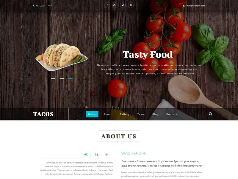 Szablon Bootstrap w darmowej restauracji Tacos