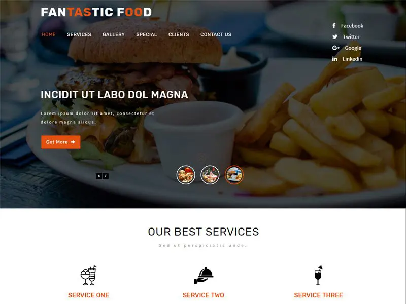 Fantástico Modelo de Bootstrap de Restaurante Grátis