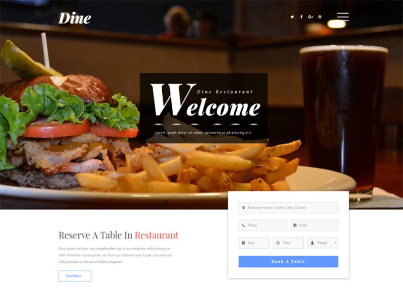 Templa gratuit pentru restaurant Bootstrap