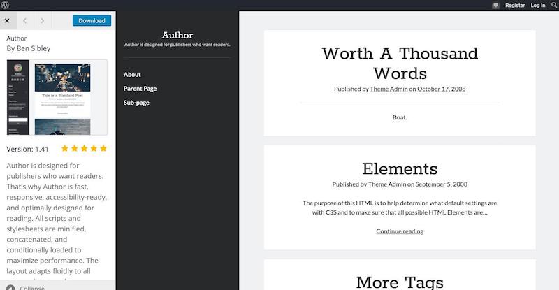 Tema WordPress pentru autor