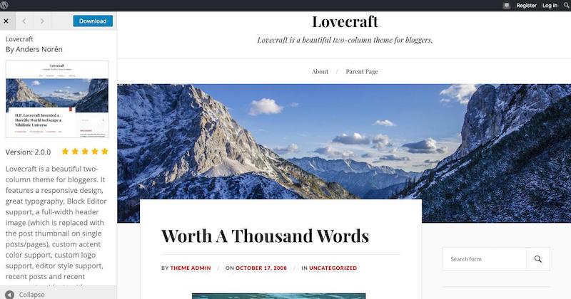 Motyw WordPress Lovecraft