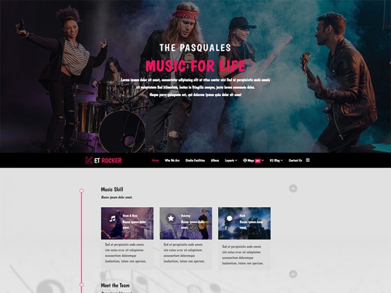 Et Rocker Modèle de musique Joomla réactif gratuit