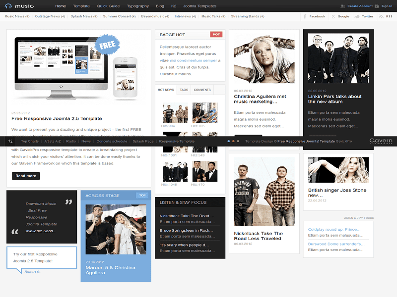 Gk Music – Template Joomla 2.5 reattivo gratuito per la musica