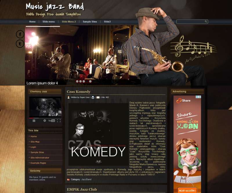 Musique Jazz Band – Modèle Joomla gratuit Groupe de musique