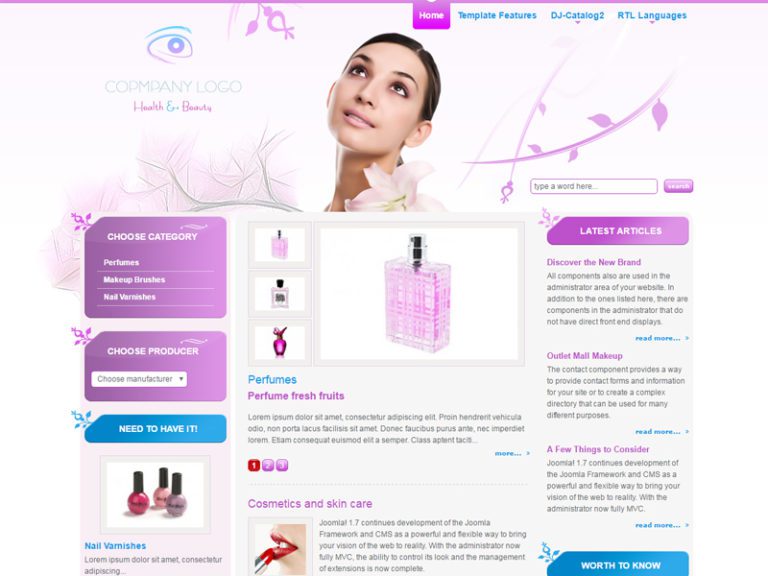 Modelo Joomla responsivo gratuito de beleza da Jm Cosmetics