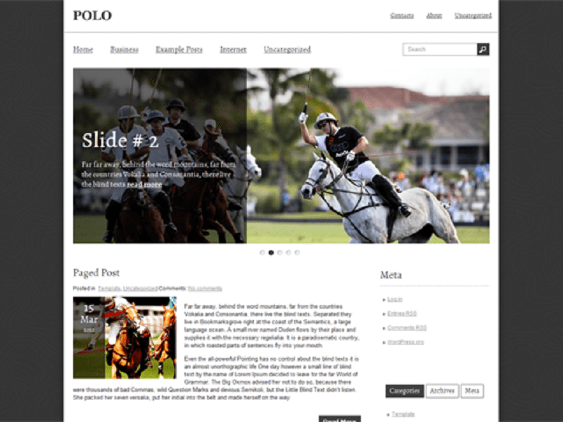 Temă fără polo Wordpress Sport