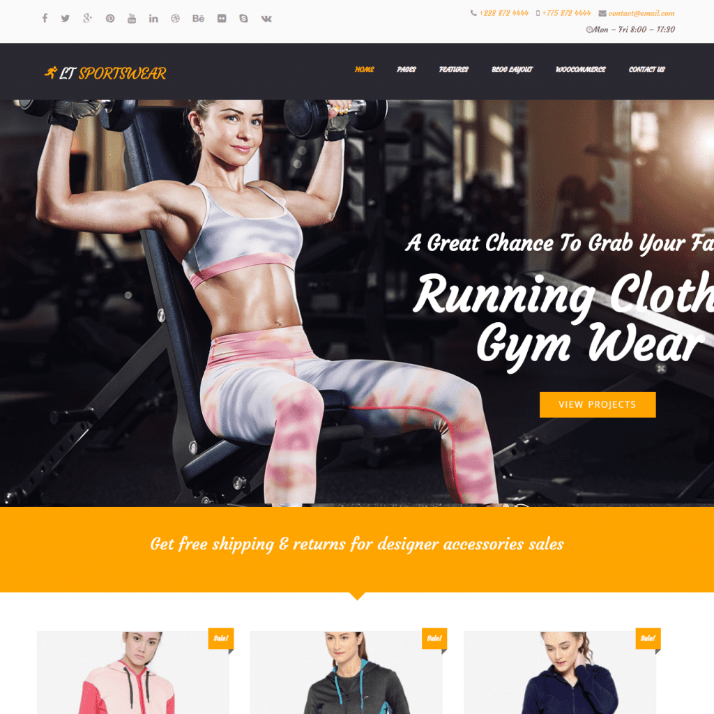 Lt Sportswear Kostenloses Wordpress-Design für Sportswear