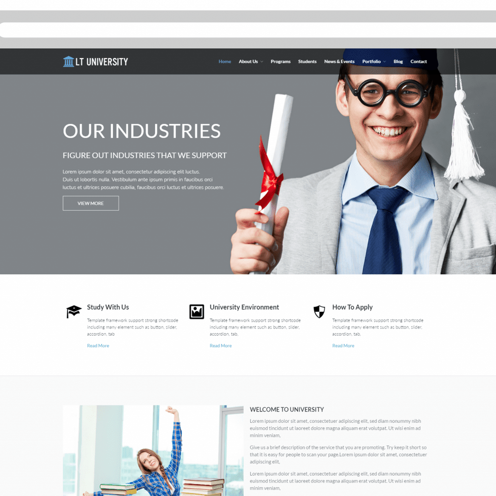 Lt University Onepage Grátis Uma Página Joomla University Template