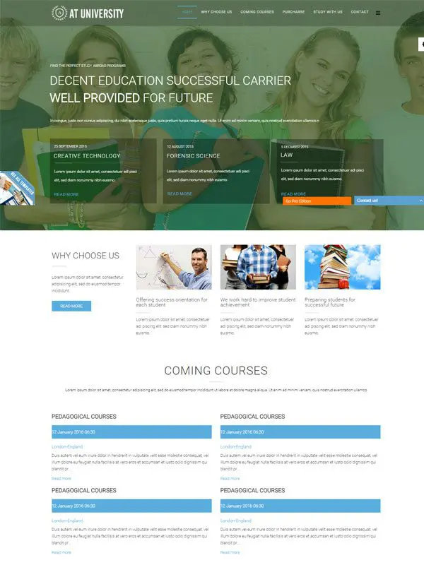 En la Universidad Plantilla Onepage Joomla Gratis