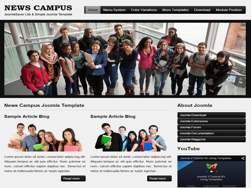 Campus de știri – șablon Joomla gratuit universitar