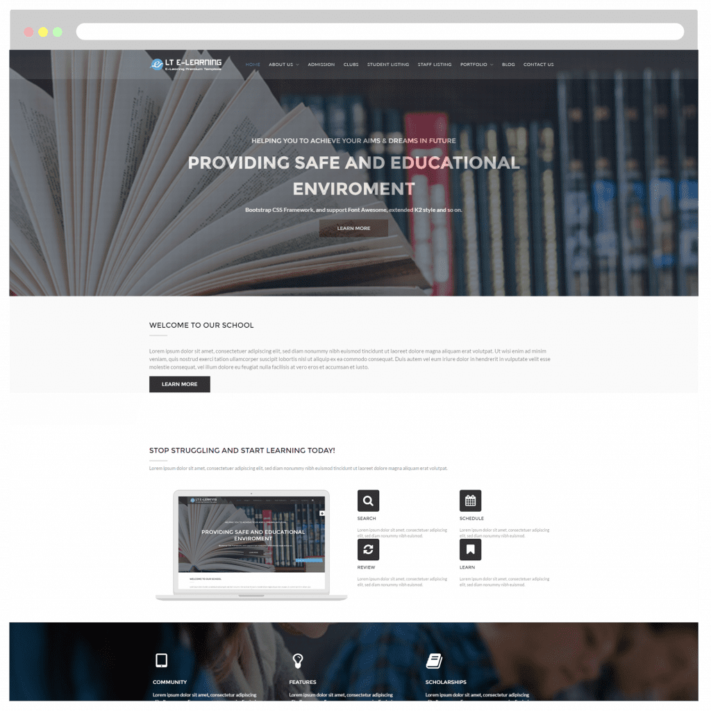 Lt Elearning Onepage Free School, Elearning Onepage Modèle Joomla