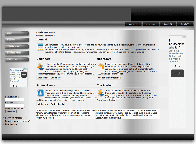 Vista czarno-biały – Joomla 2.5 Szablon czarno-biały