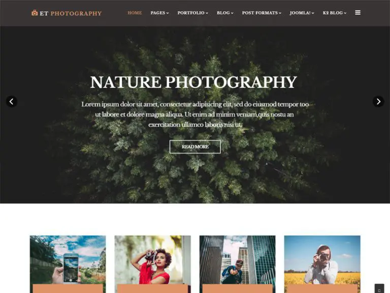 Et Photography เทมเพลตการถ่ายภาพ Joomla ฟรี