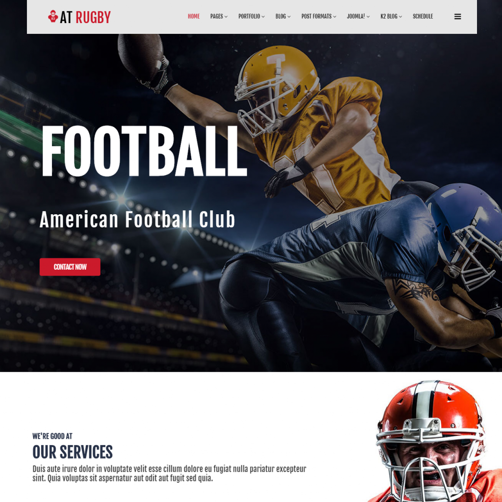 Di Templat Joomla Sepak Bola Amerika Responsif Rugby Gratis