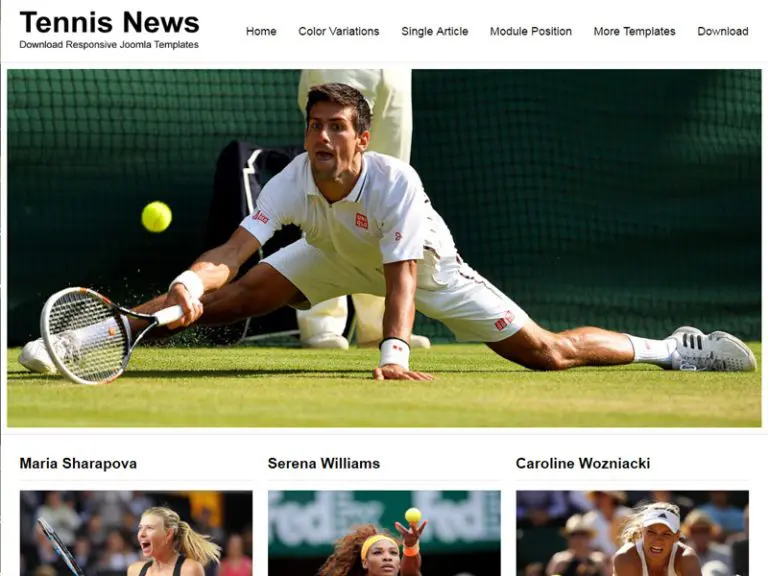 Jsr Tennis News Template gratuito di Joomla per il tennis