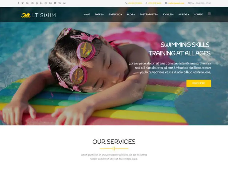 Lt Swim ฟรีเทมเพลต Joomla Swimming School