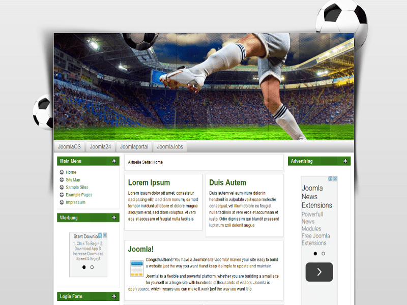 ฟุตบอล – เทมเพลต Joomla Soccer Ball