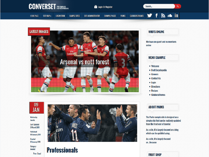 Conversetlite – ฟรีเทมเพลต Joomla Sports