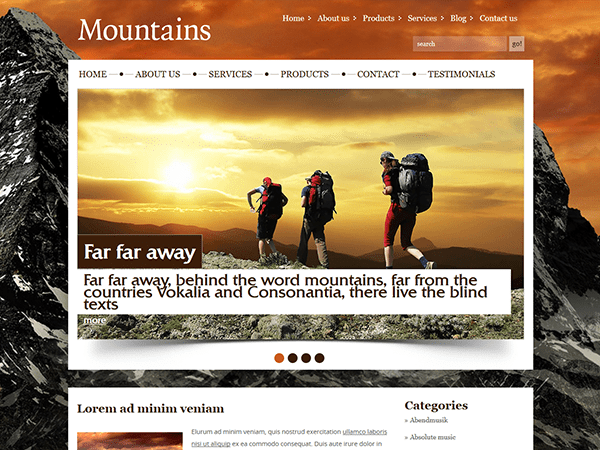 Montañas – Tema gratuito de Wordpress Viajar