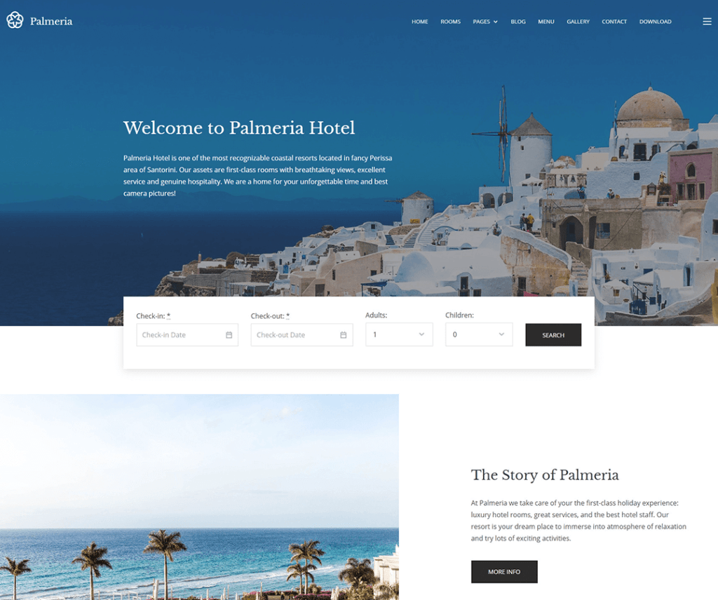 Palmeria Tema gratuito de WordPress para vacaciones