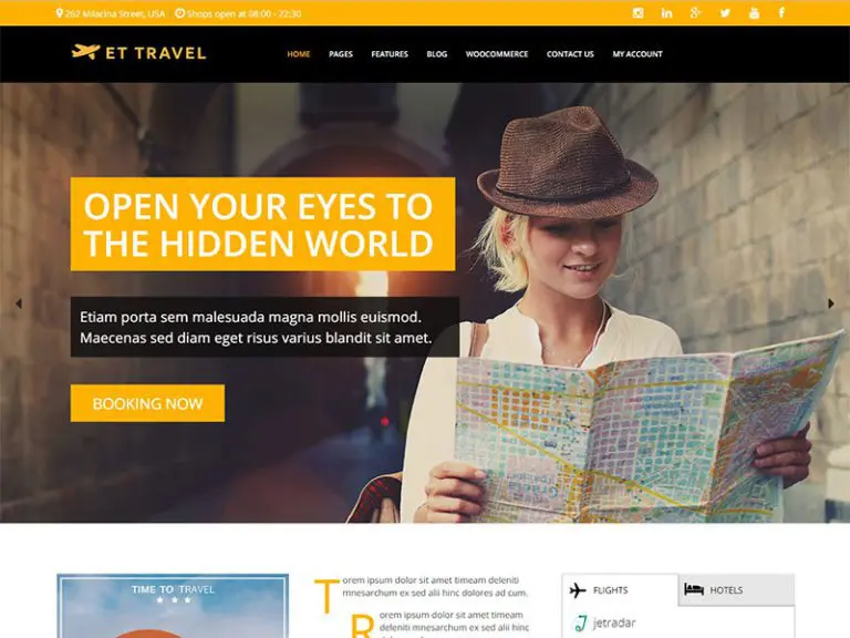 Et Travel Tema di viaggio WordPress reattivo gratuito