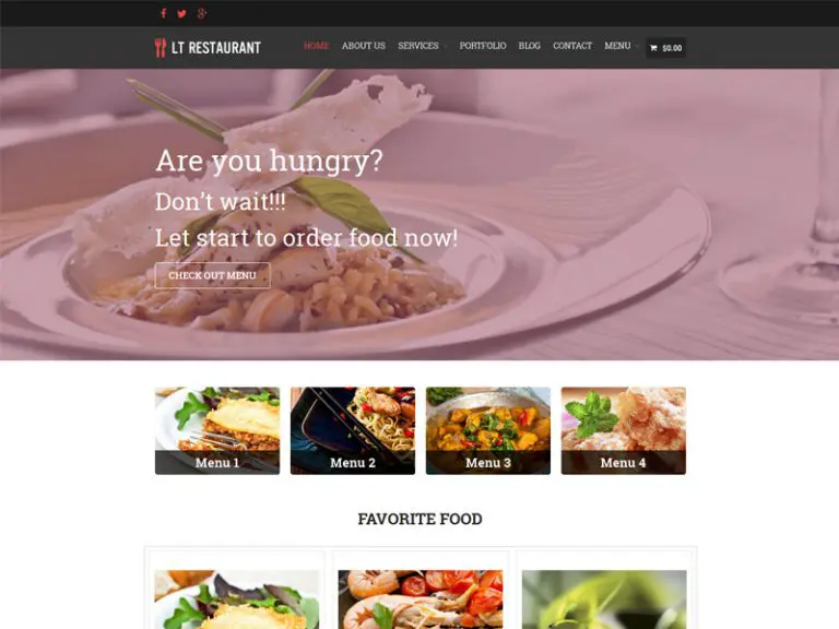 Lt Restaurant Ücretsiz Duyarlı Yemek Siparişi Wordpress Teması