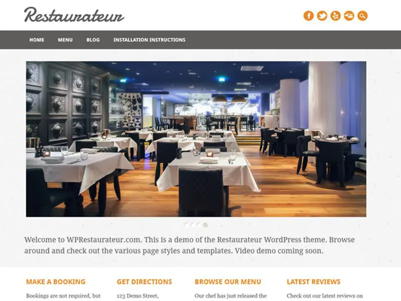 Restaurateur Tema de restaurante gratuito Wordpress