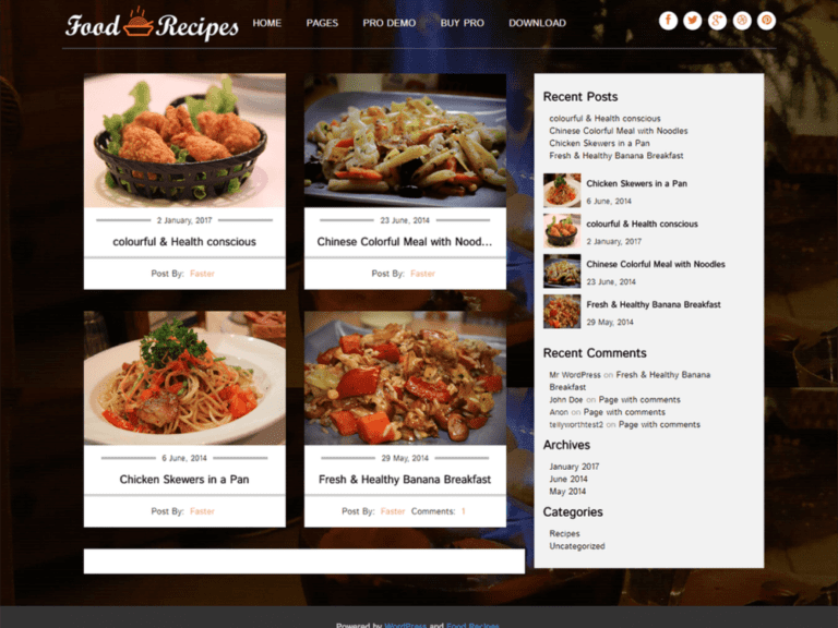 Ricette alimentari Tema ristorante Wordpress gratuito