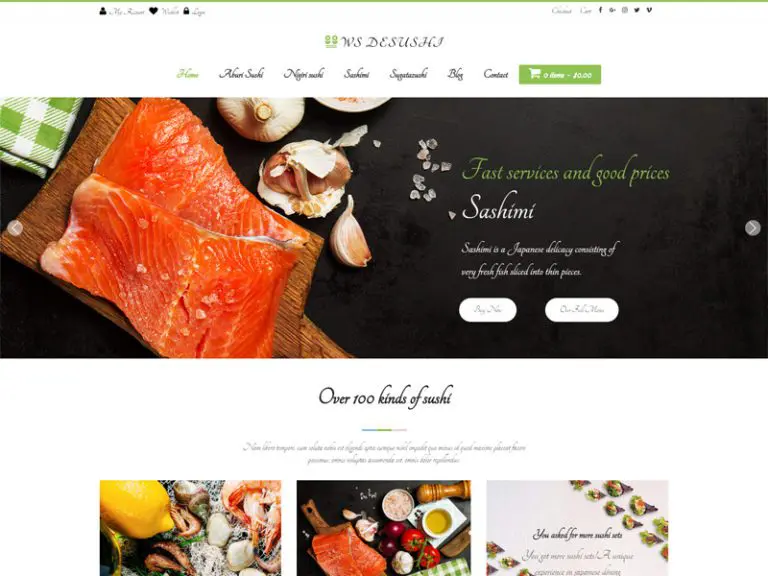 Ws Desushi Restaurant gratuit Tema Wordpress