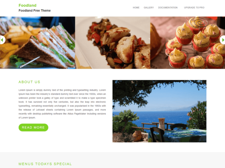 Tema de Wordpress de comida gratis de Foodland