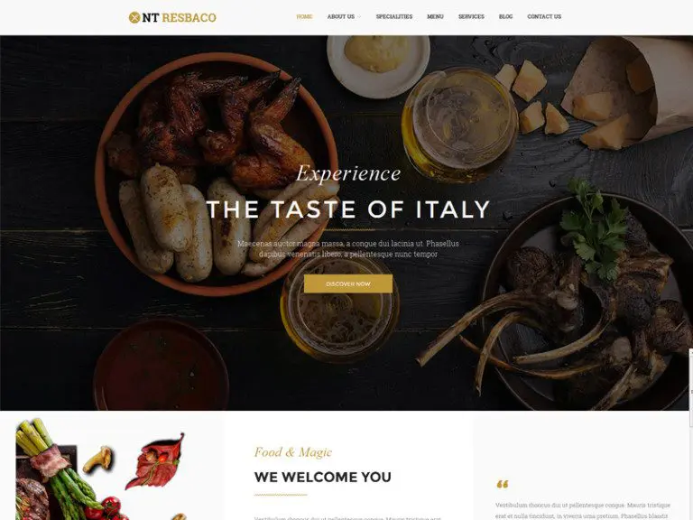 Nt Resbaco Tema Wordpress gratuită pentru restaurant