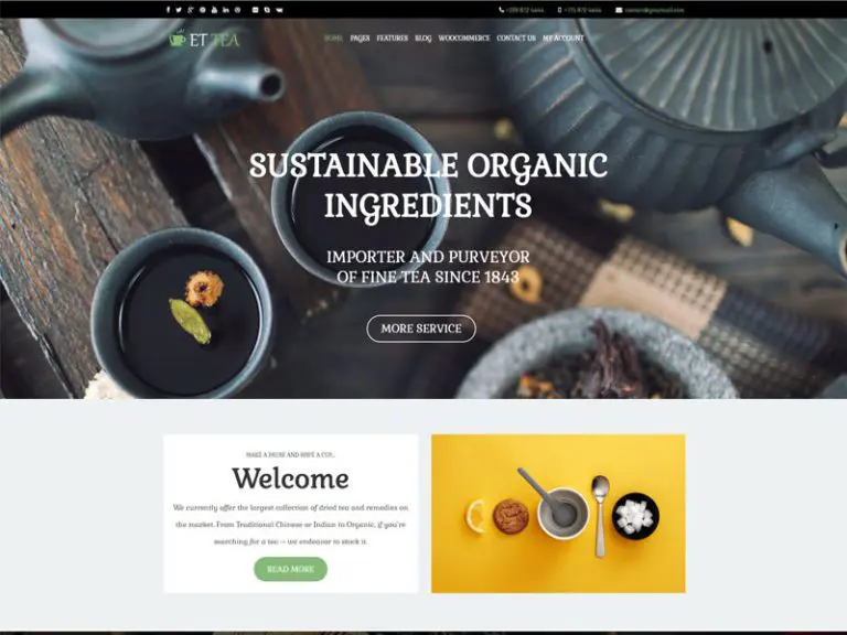 Et Tea Thème WordPress responsive gratuit pour le thé