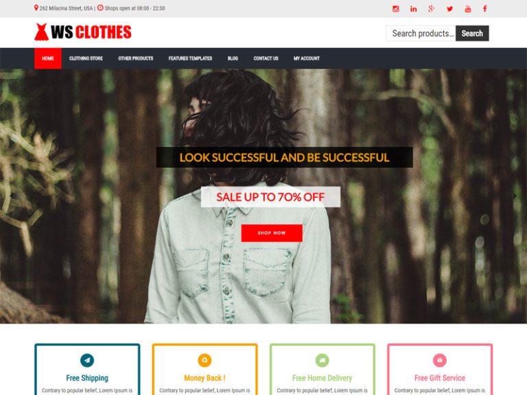 Ws Clothing Бесплатная тема Wordpress Woocommerce для моды