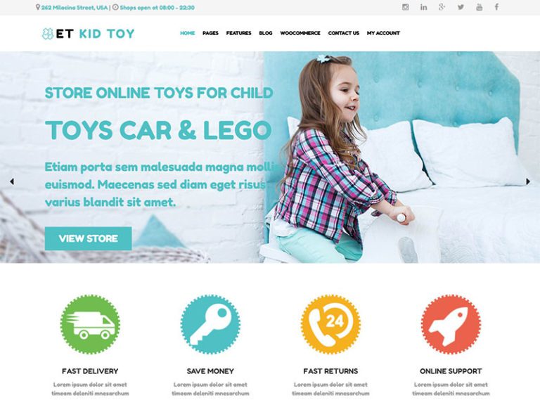 Et Kid Toy ของเล่นที่ตอบสนองต่อของเล่น Wordpress Theme