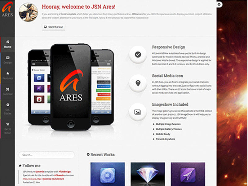 Jsn Ares Joomla modello gratuito