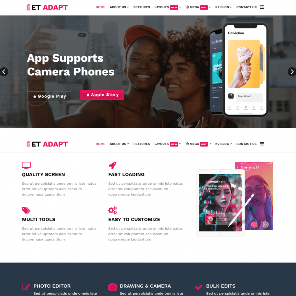 Et Adapt Free Responsive App Joomla Template