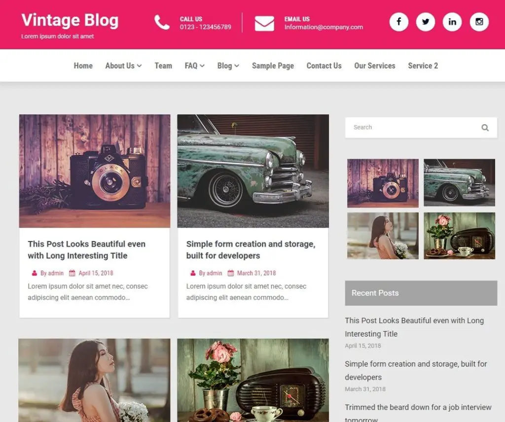 Vintage Blog Ücretsiz Haber Wordpress Teması