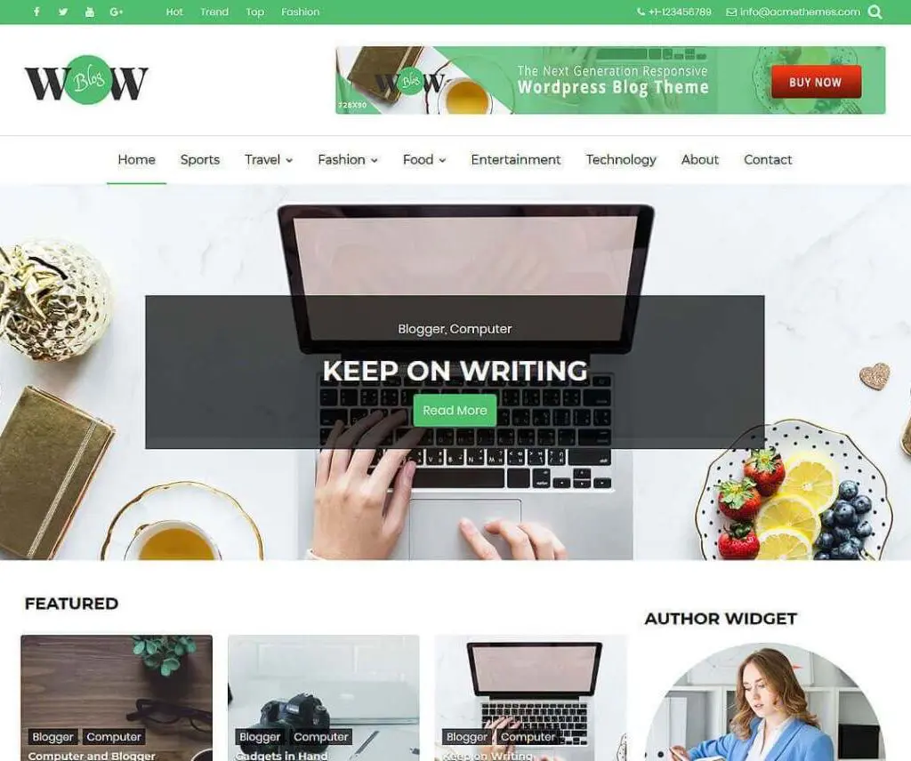 Wow Blog Thème de portfolio Wordpress gratuit