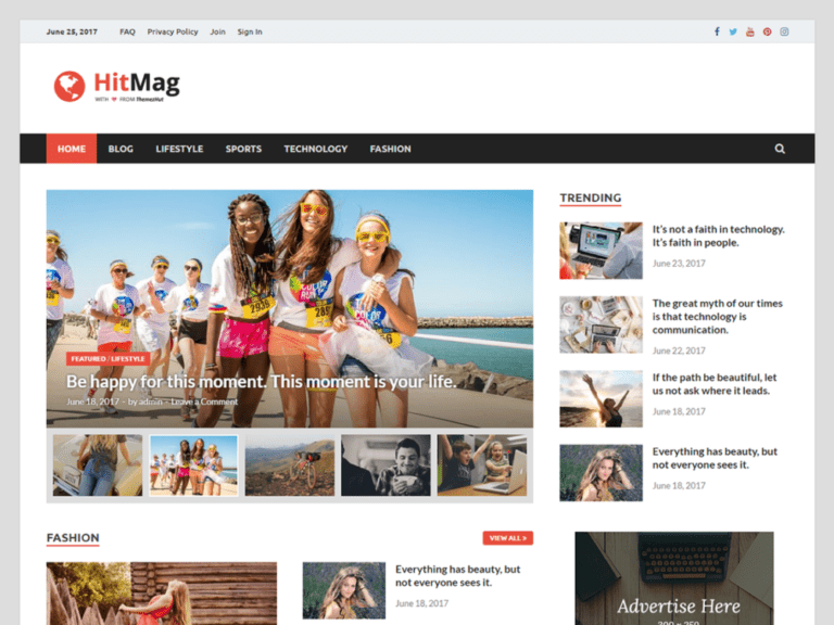 Thème WordPress pour blog gratuit Hitmag