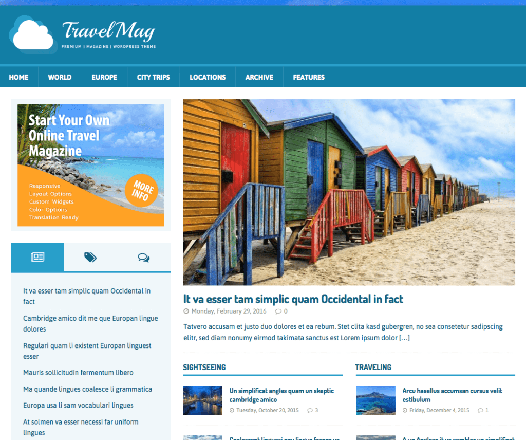 Mh Travelmag Thème Wordpress de vacances gratuit