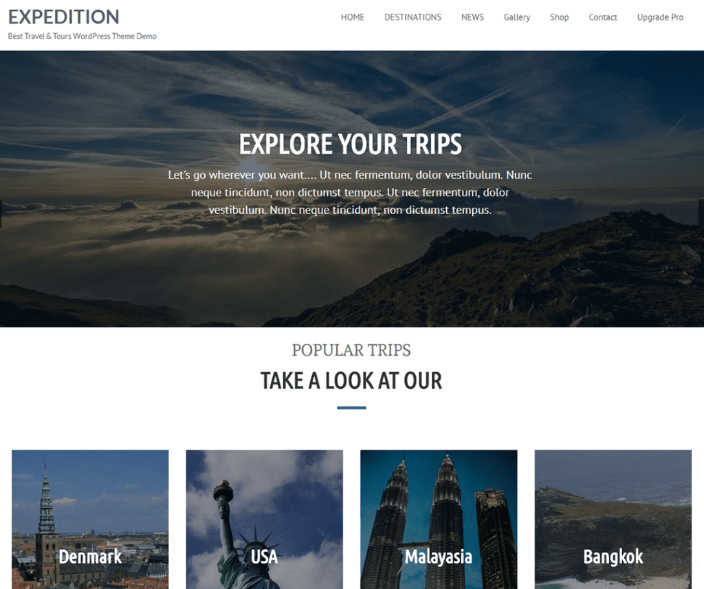 Expedición Tema gratuito de WordPress para vacaciones