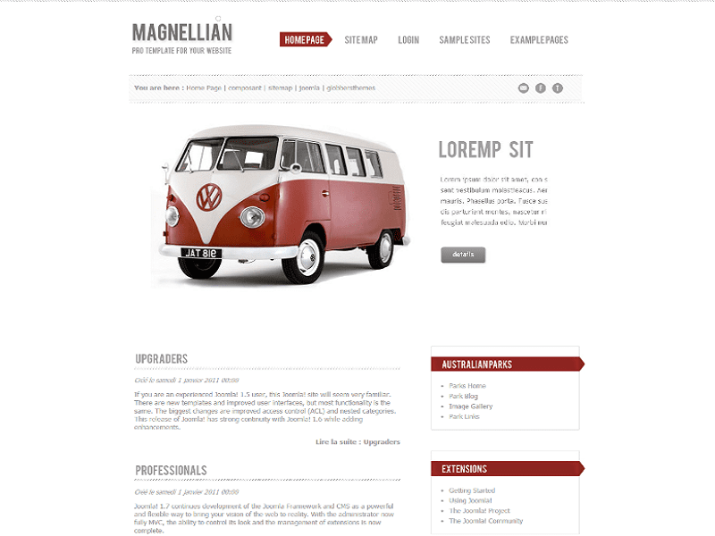 Magnellian –車用の無料のJoomla1.7テンプレート