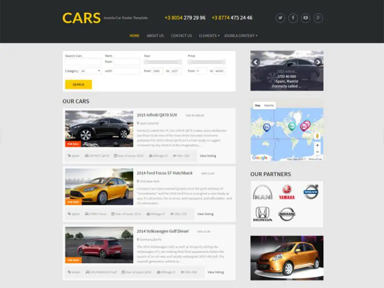 Modelo de Carros Joomla Gratuito para Carros