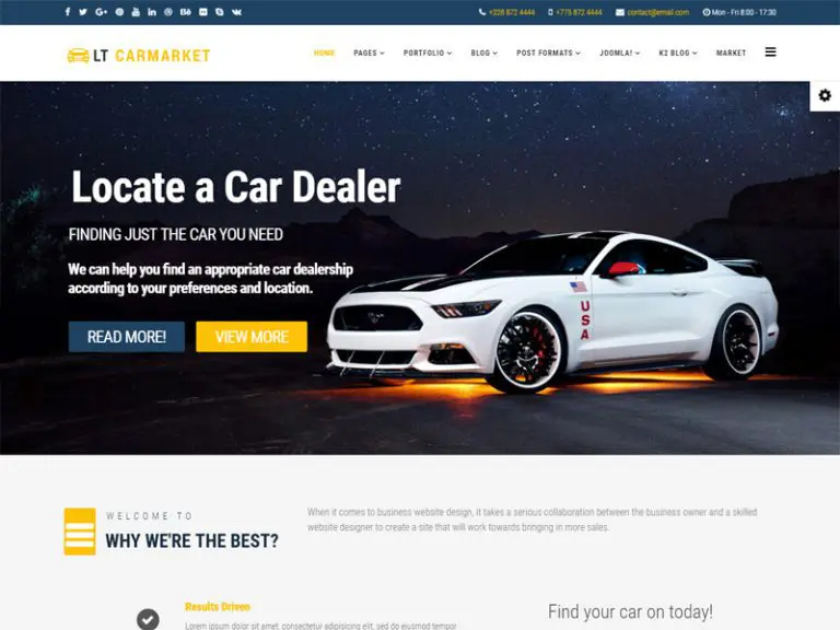 Modelo de Revendedor de Carros Lt Carmarket Gratuito Joomla